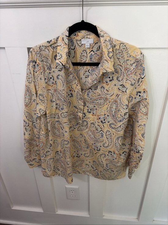 J. Jill Tops - J. Jill women’s Butter Yellow Paisley Long-Sleeve pullover shirt